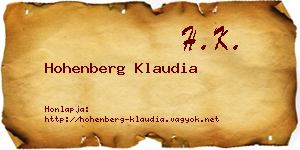 Hohenberg Klaudia névjegykártya
